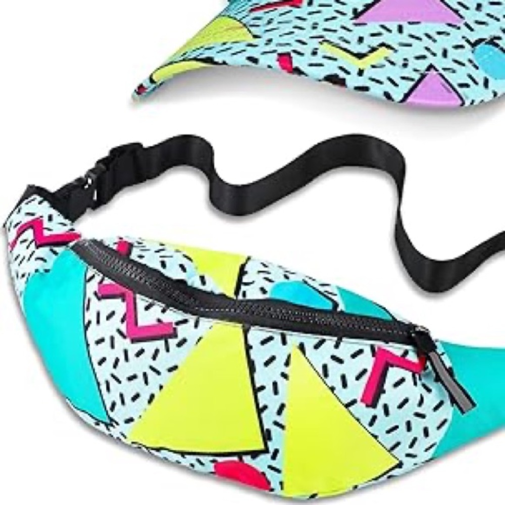 Neon Geometric 80s 90s Vintage Style Fanny Pack
